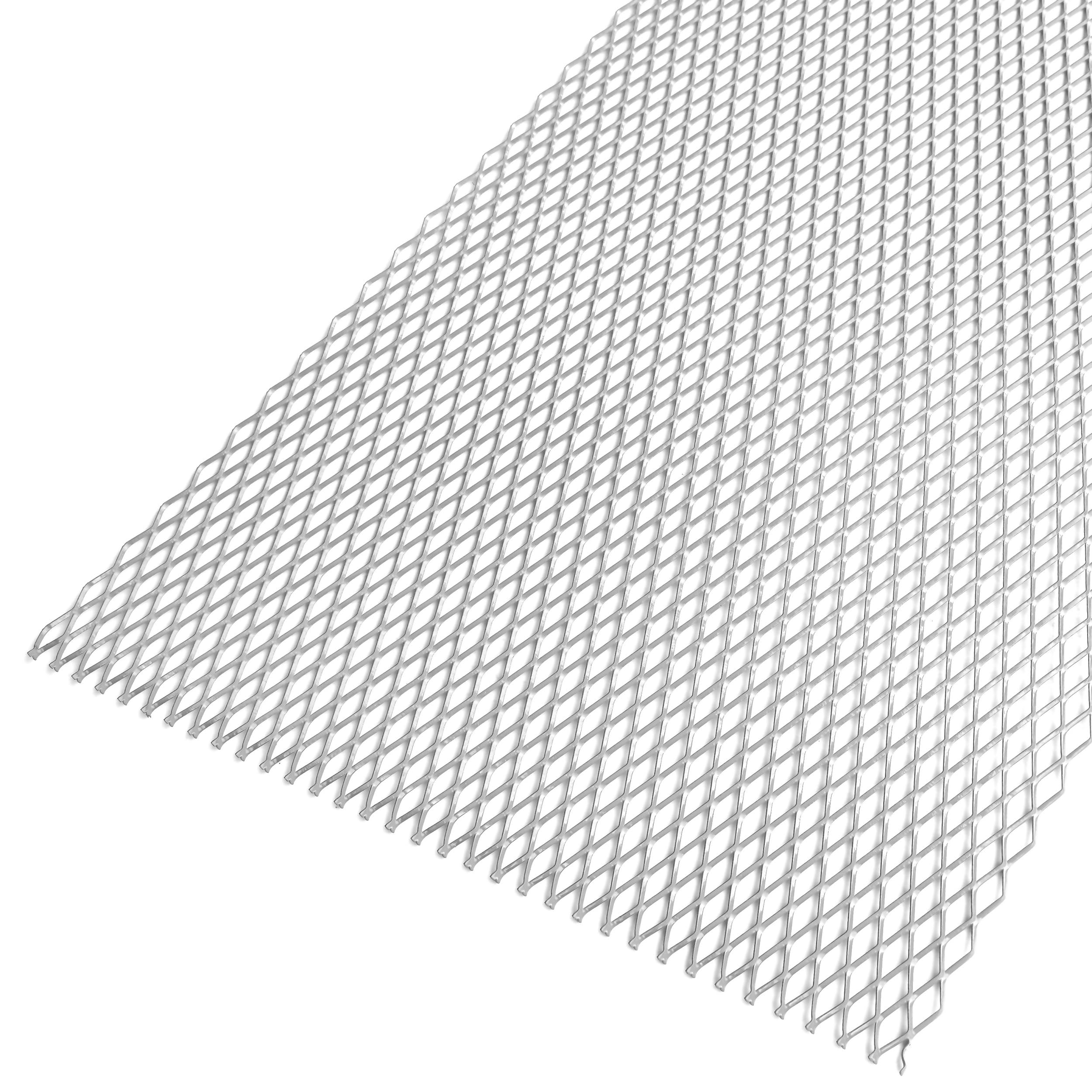RECAMBO Griglia da corsa in alluminio, 100 x 33 cm, griglia da corsa, griglia estensibile, in lega di alluminio di alta qualità, griglia universale per radiatore, colore argento, rombo 10 x 20 mm