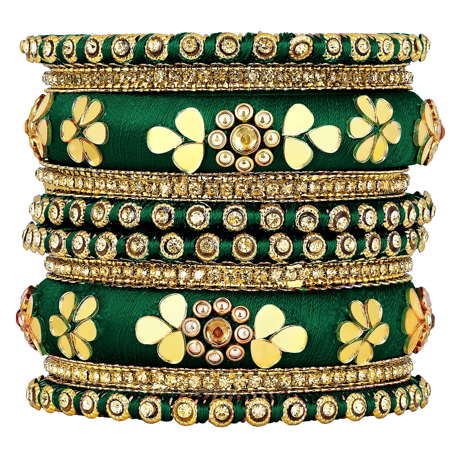 Peora Silk Thread Fabric and Stone Studded Kundan Chura/Chuda Bangles Set Navratri Gift for Women Girls (Size -2.6 inch, Rani Pink) (B0BSFSB52K) Amazon Price History, Amazon Price Tracker