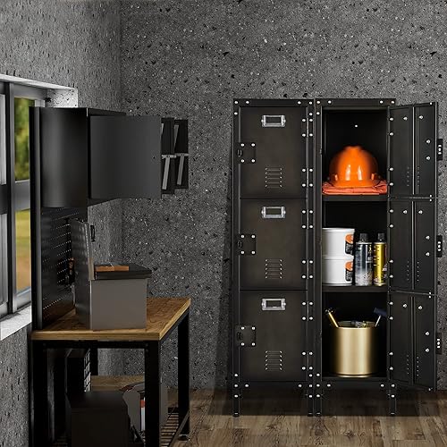 Vista 273 de Taquillas de metal para empleados, armario de almacenamiento de acero con 5 puertas para el hogar, oficina, escuela, gimnasio (blanco)