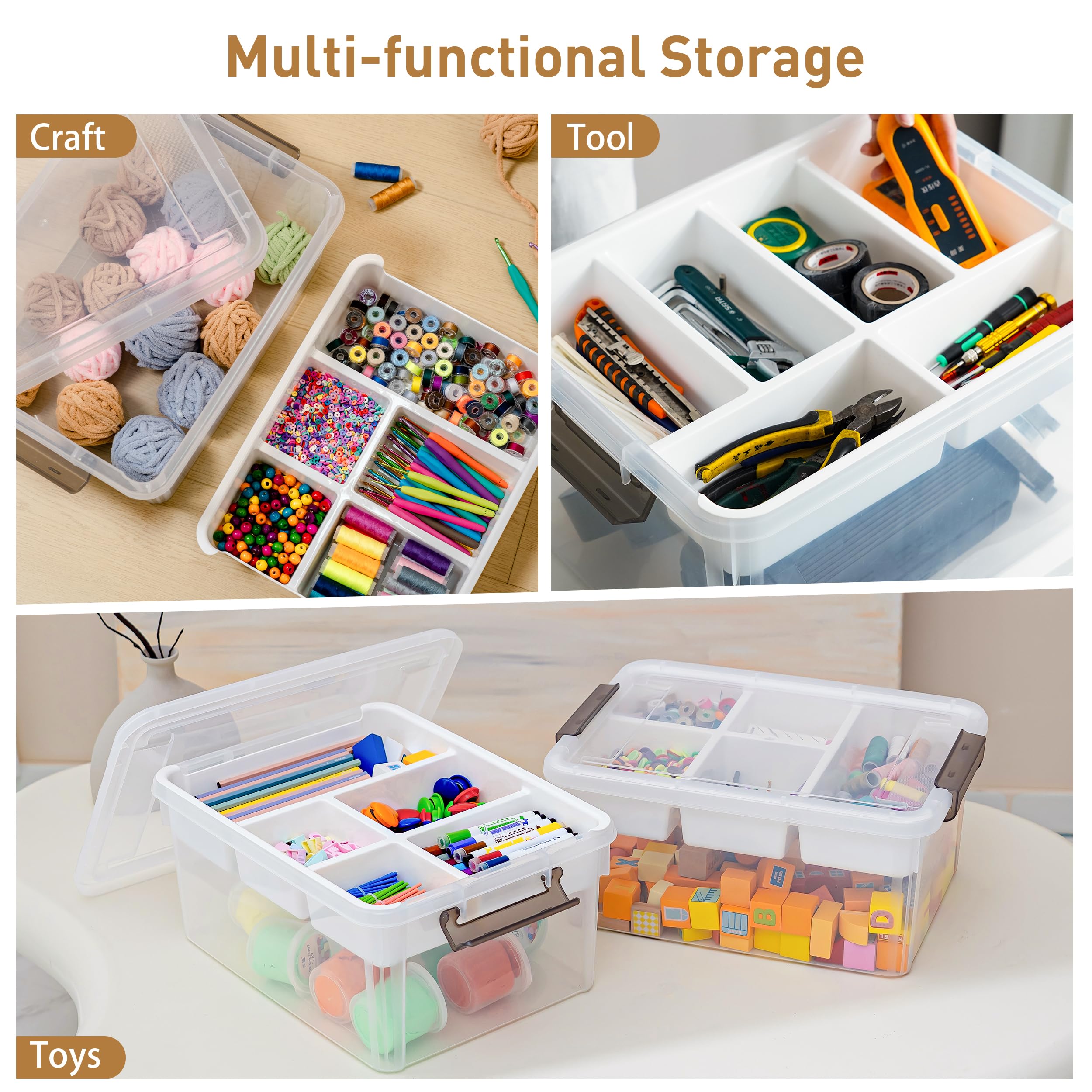 Amazon.com: Citylife 17 QT Plastic Storage Box with Removable Tray