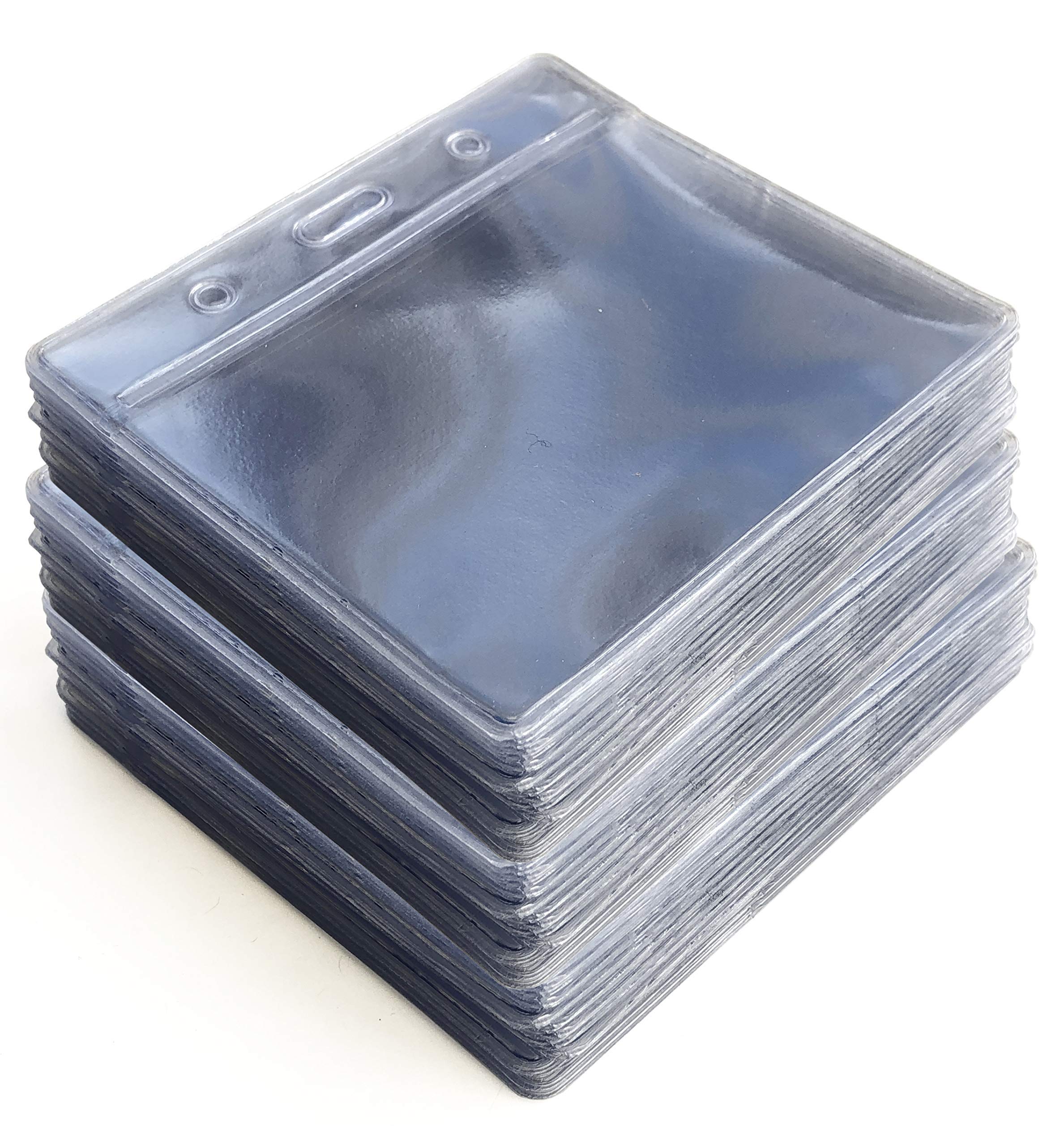 75 PCS Plastic Card Holder, Transparent Clear Horizontal Name Tag Badge ID Card Holders from PCL Media ltd ID Badge Card Plastic Wallets Pocket Holder 10 x 8 cm - Holds 9 x 6cm โ image 1