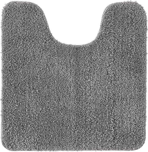 MIULEE Absorbent WC Toilet Rug Non Slip U Shape Bath Mat with High Hydroscopicity Rugs Super Soft Cozy and Shaggy Microfiber Rug Carpet for Bathroom Grey 45 x 45 cm