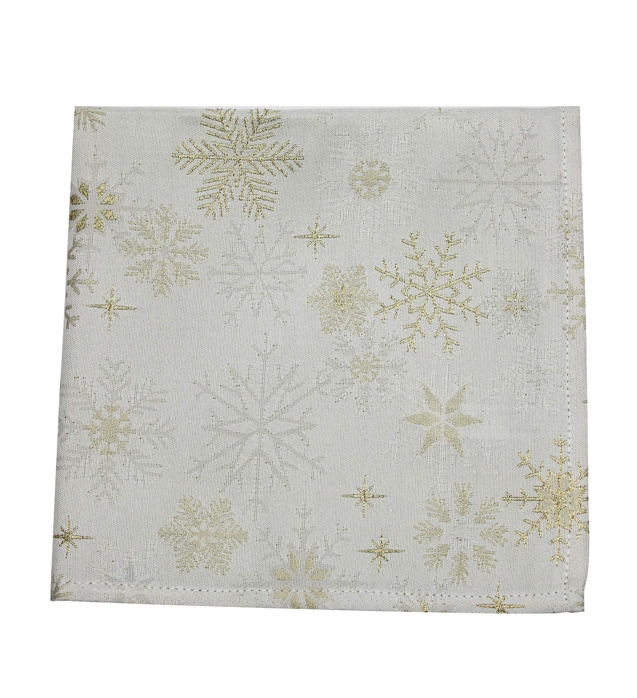 Peggy Wilkins Champagne/Gold Snow Crystal Sparkly Snowflakes Christmas Jacquard Napkins 45Cm X 45Cm ()