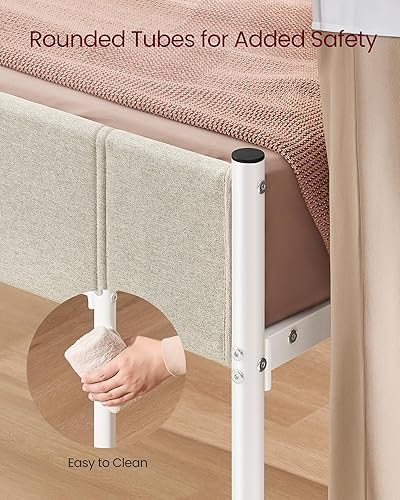 Miniatura 5 de VASAGLE Marco de cama Queen con cabecera tapizada, marco de cama de metal tamaño Queen con piecera, capacidad de peso de 1100 libras, listones de