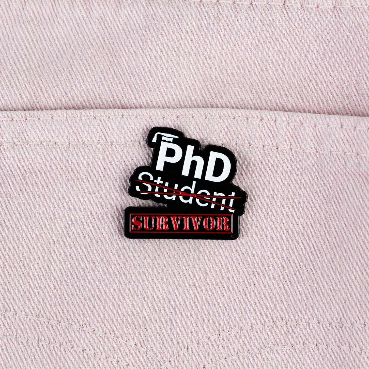 PhD Survivor Funny Graduation Enamel Pin For Graduate Doctoral Student, PhD Student Life Joke Pin Brooch, Doctoral Degree Humor Brooch Badge, Graduate School Lapel Badges, PhD. Graduation Gift For College Student, Academic Humor Jewelry Accessory image 2
