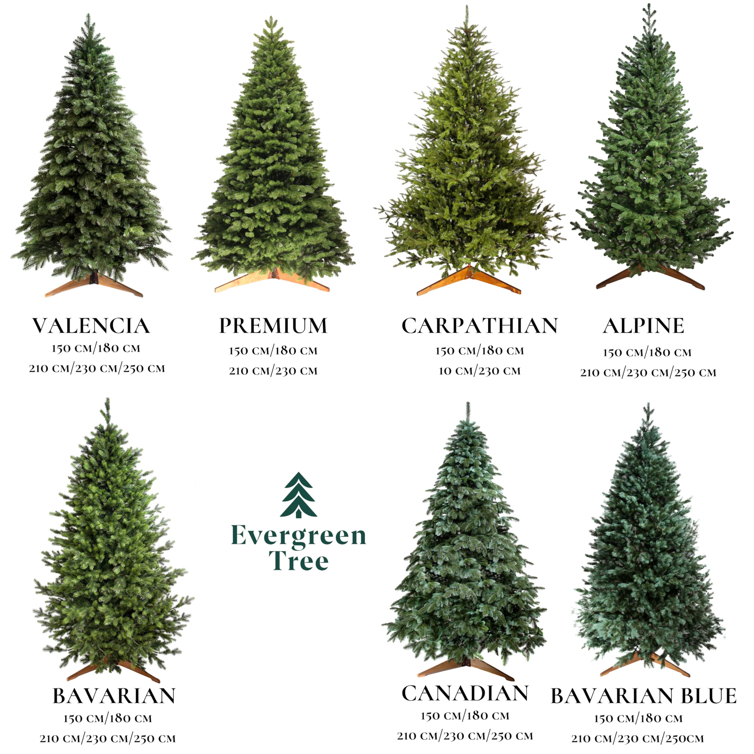 Evergreen Tree® Premium Sapin de Noël artificiel 150 cm - 100% Sapin de Noël en injection avec branches 3D - Naturel et dense, sapin de Noël avec socle en bois, fabriqué dans l'UE