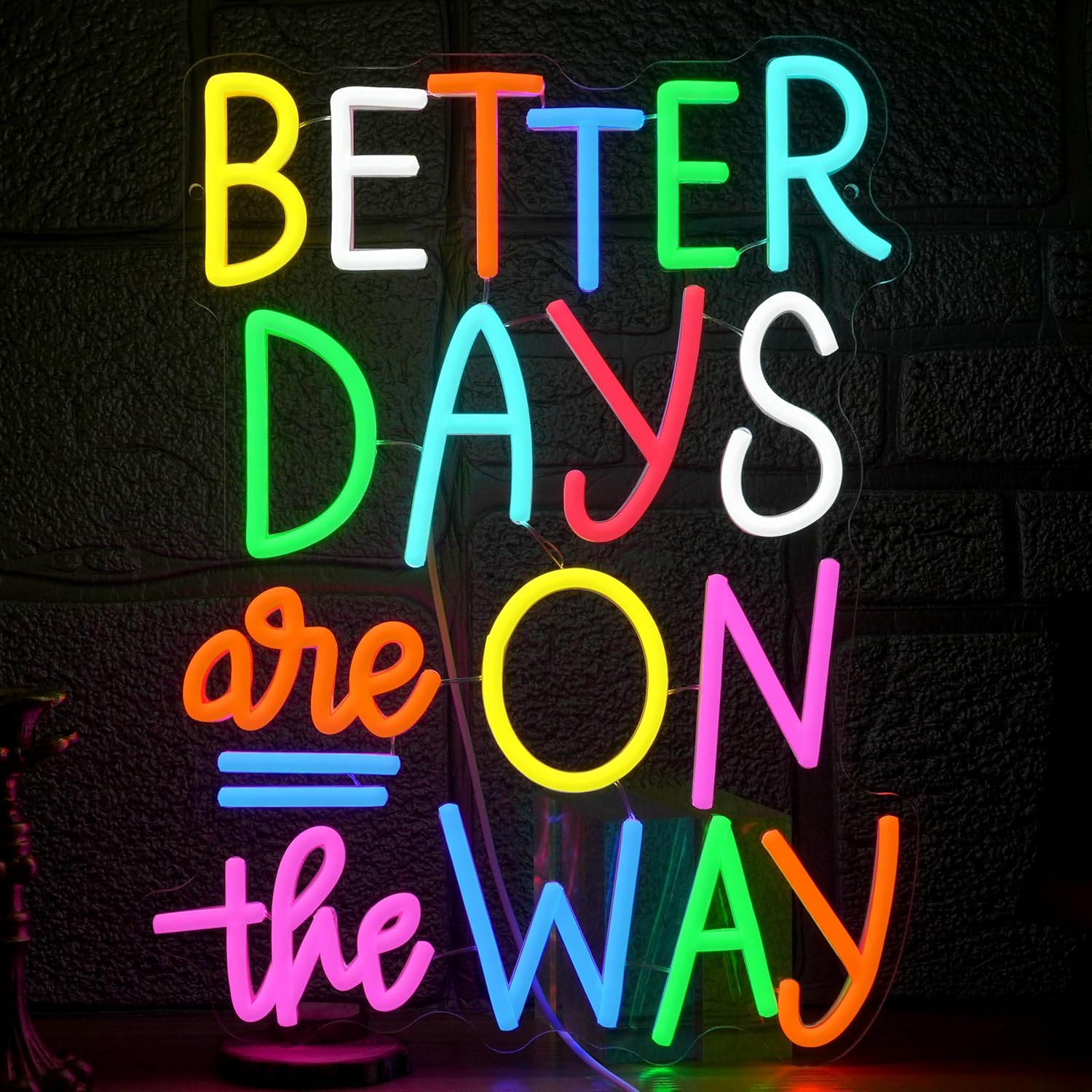 Be Real Not Perfect Neon Sign Positive Letter Led Light up Sign Colorful Inspirational Neon Light for Classroom Gym Party Apartment Office(16.54 * 12.6In)