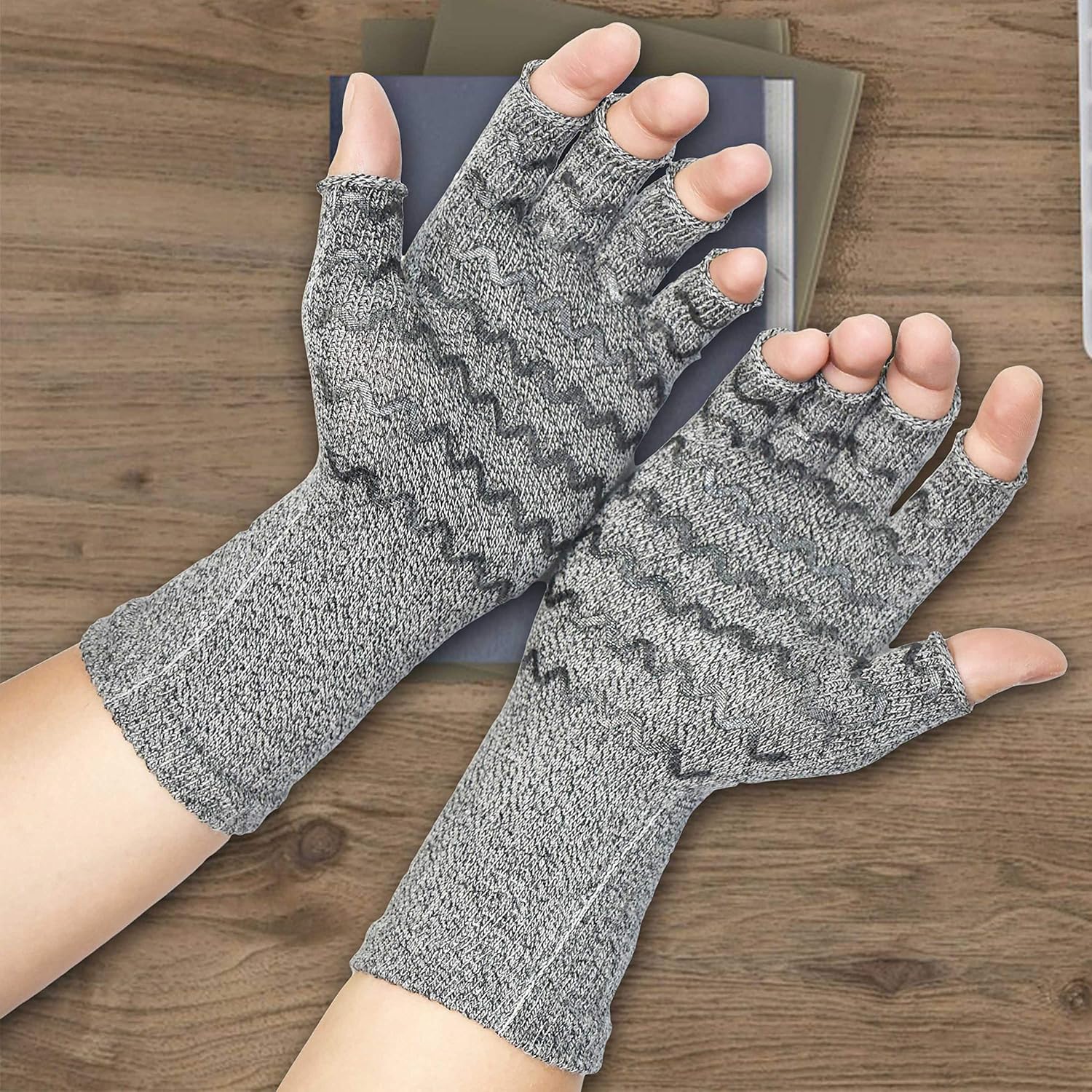Vital Salveo-Fingerless Compression Arthritis Gloves with Non-Slip for Pain Relief-Rheumatoid - Image 5