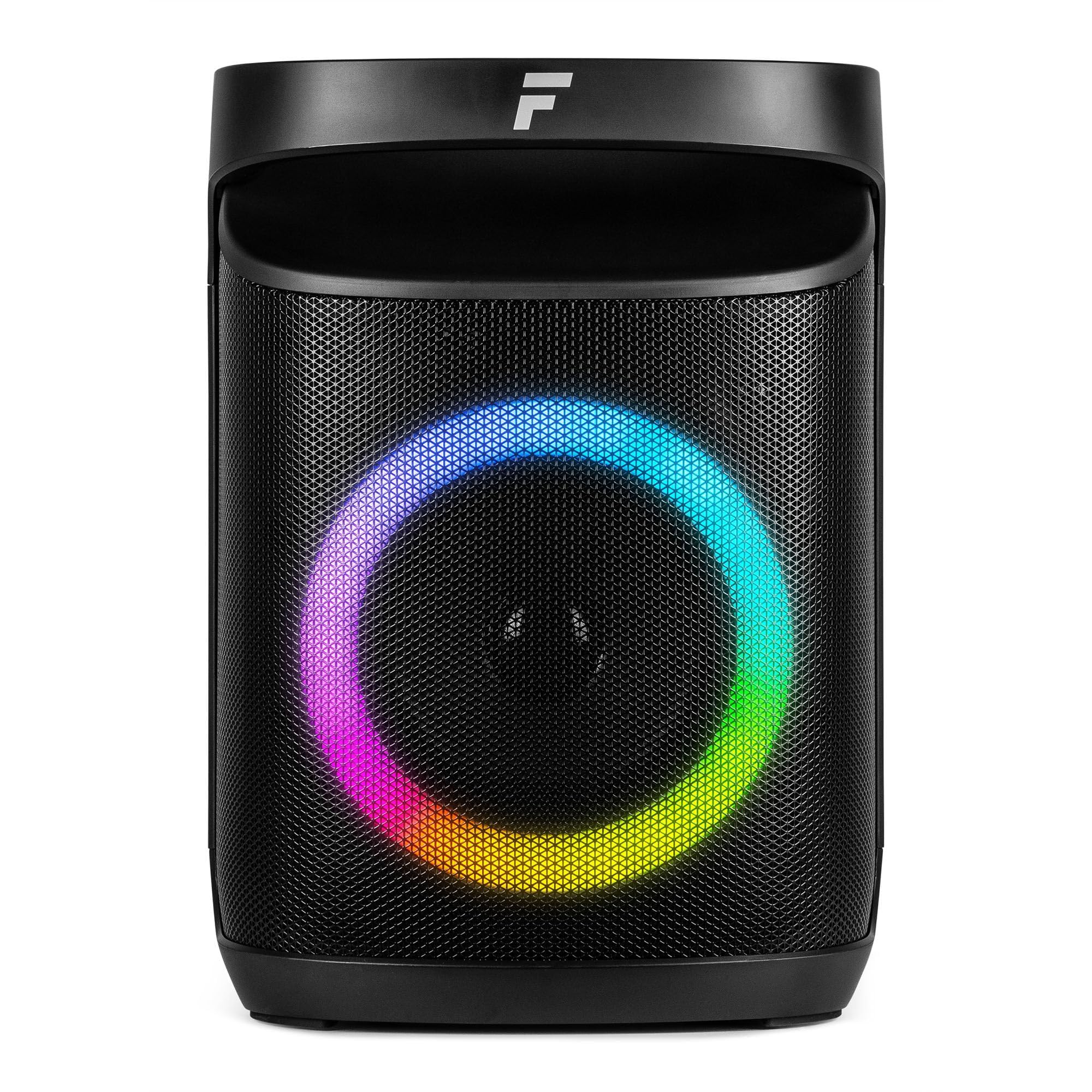 Fenton Pulse65 – Altavoz Bluetooth portátil 140W con microfono inalámbrico, batería 12h, IPX4, USB, microSD, Altavoz portatil Potente Exterior Karaoke Machine Speakers con LED, Color Negro