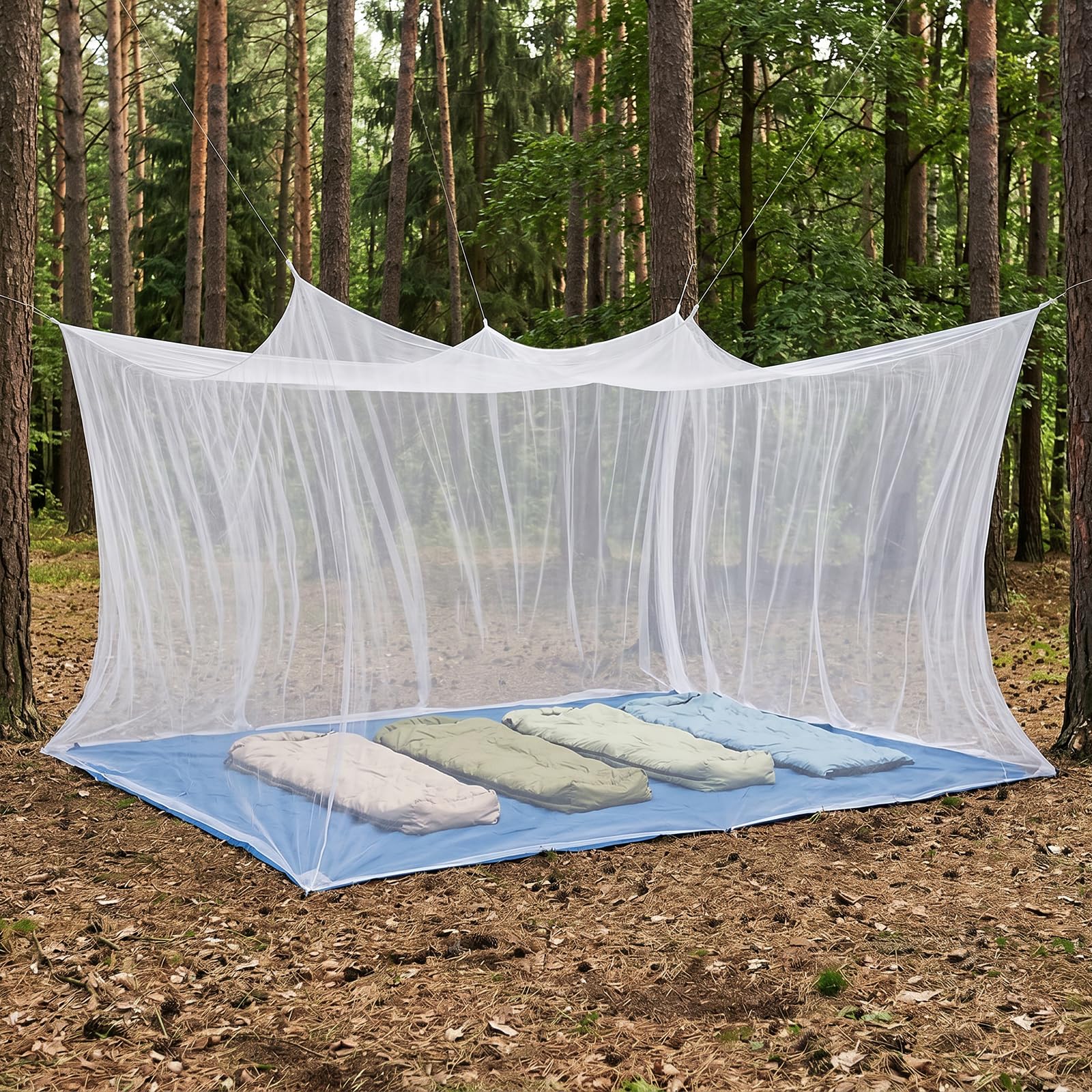 Sekey XXL Zanzariera da Viaggio, Zanzariera Matrimoniale 300 x 500 x 250 cm, Tenda da Campeggio Portatile Chiusa 220 Maglie, Protezione Dagli Insetti per Uso Esterno, Terrazza, Gazebo, Bianco