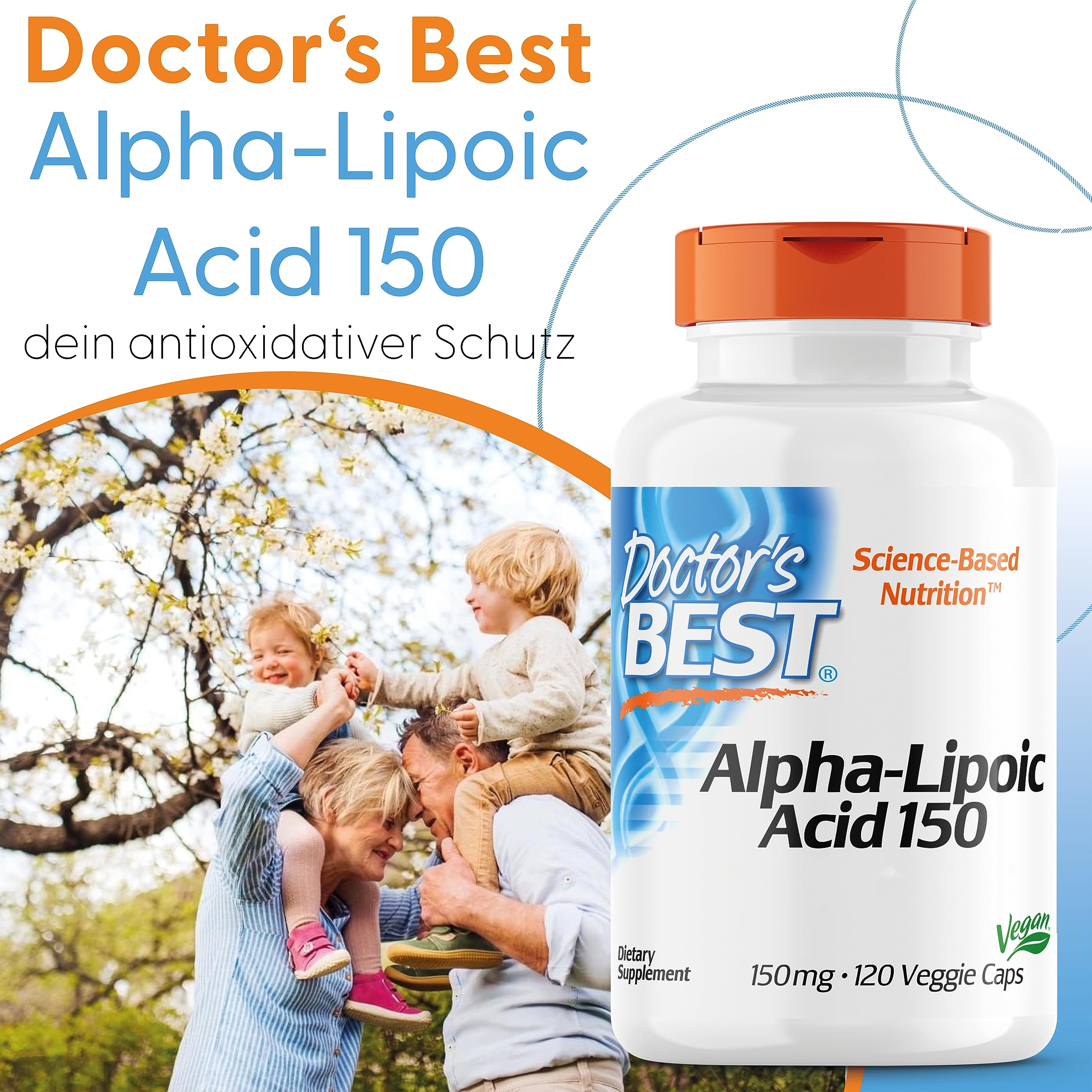 Doctor's Best, Alpha-Lipoic Acid (Alpha-Liponsäure), 150mg, 120 vegane Kapseln, Laborgeprüft, Glutenfrei, Sojafrei, Vegetarisch