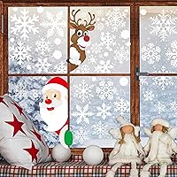 Vista 2 de 406pcs Christmas Window Clings for Glass Windows Christmas Window Decals Snowflakes Christmas Decorations Christmas Window Stickers for Kids Holiday