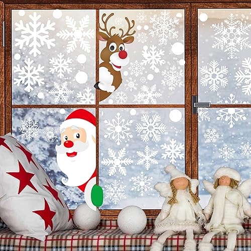 Miniatura 2 de 406pcs Christmas Window Clings for Glass Windows Christmas Window Decals Snowflakes Christmas Decorations Christmas Window Stickers for Kids Holiday
