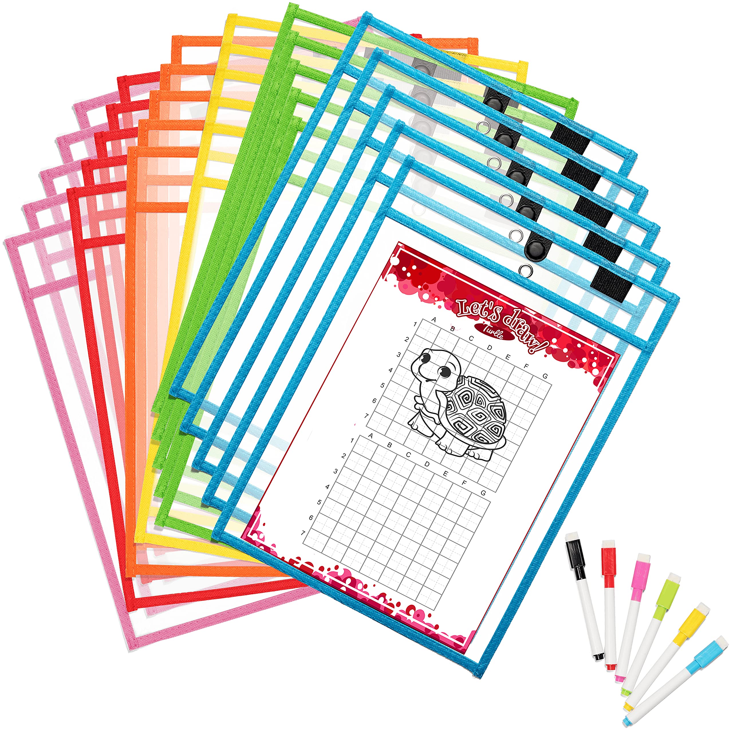 Buy Dry Erase Pocket Sleeves (30Pack + 30 Markers) by Two