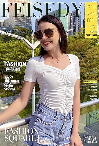 Miniatura 4 de FEISEDY Gafas de sol polarizadas de gran tamaño, protección UV400, gafas de sol cuadradas de moda para exteriores y uso diario B2600