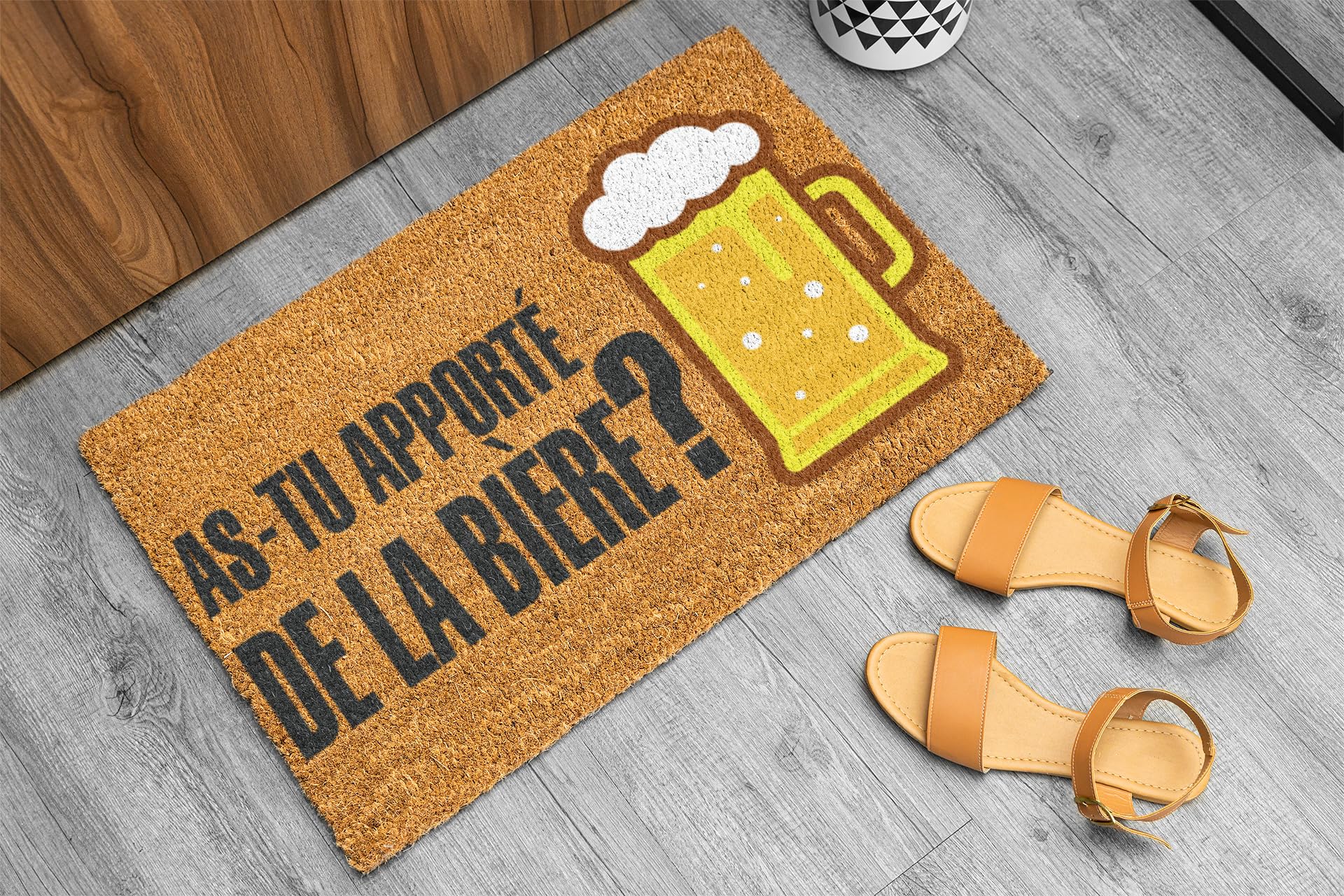 KOKO DOORMATS Deurmat voor buiten, kokos, antislip pvc-basis, 40 x 60 cm, duurzame en absorberende deurmat, uitnodigend design, binnen/buiten, bescheiden, heb je wijn meegebracht