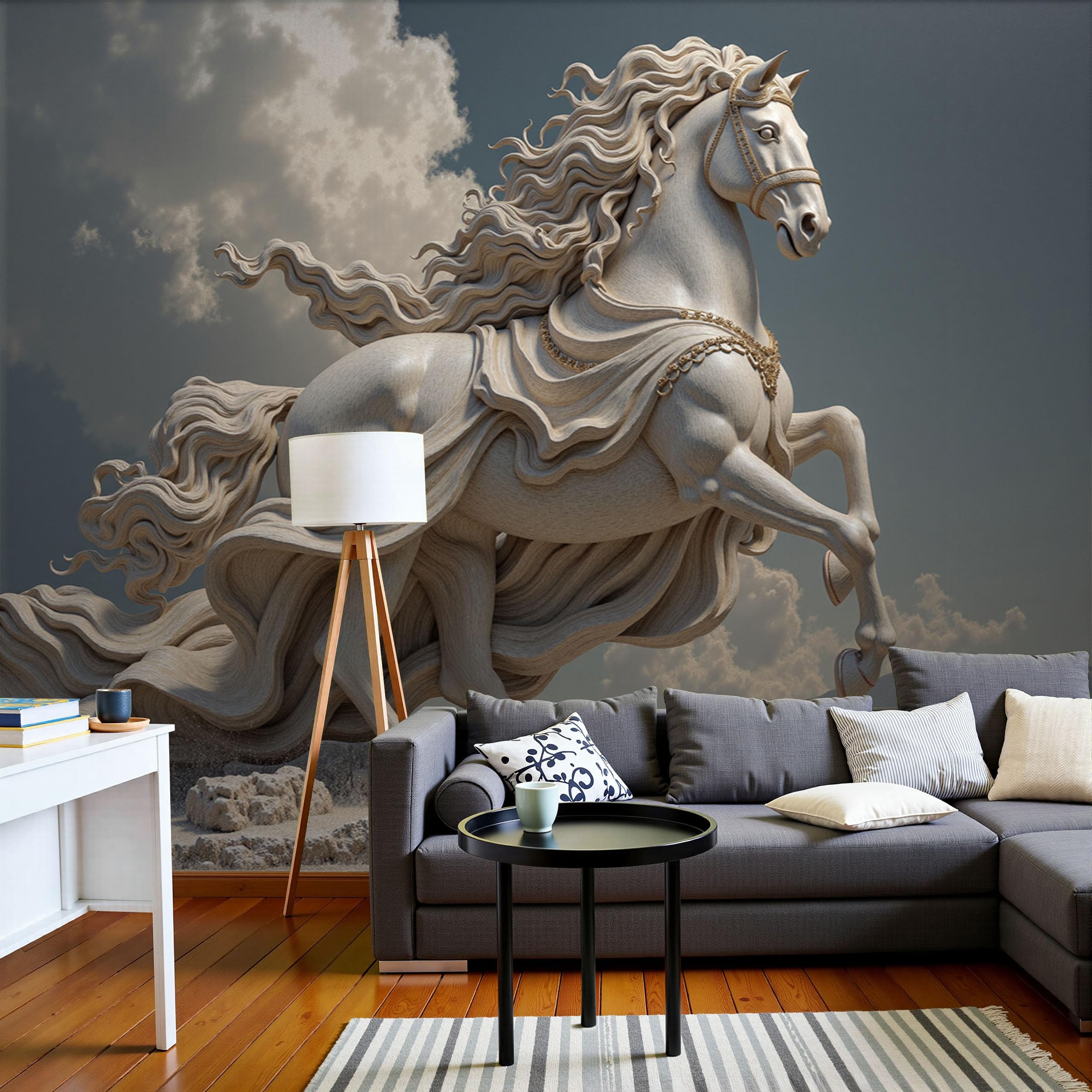 Papier peint panoramique cheval grec 400x280 cm pour grand salon