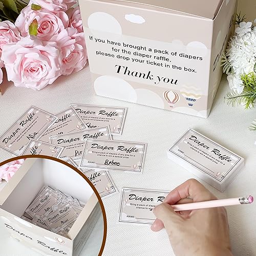 Miniatura 5 de Juego de juegos de baby shower Pin the Sticker en el juego de pañales y 50 boletos para rifas de pañales con caja para decoraciones de fiesta de