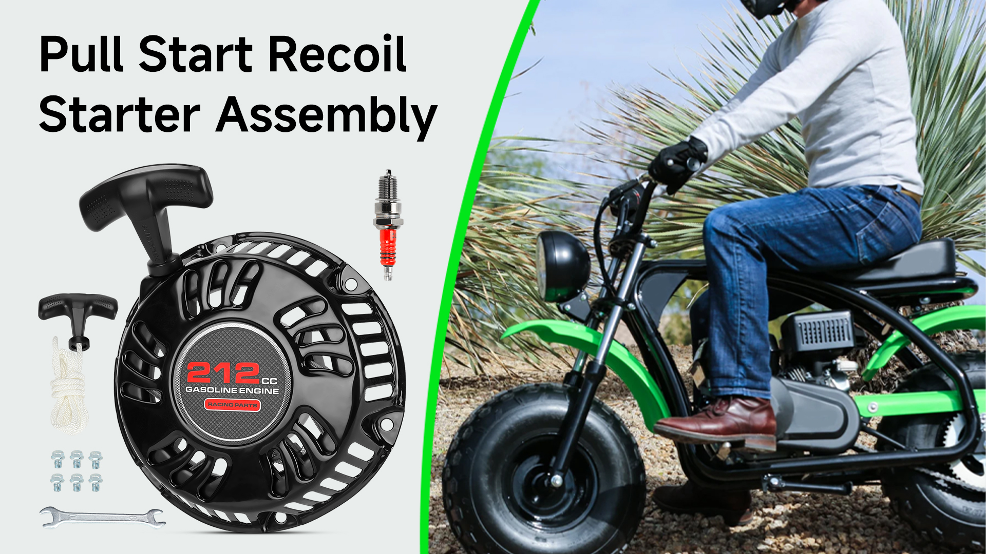 Image of Pull Start Recoil Starter Assembly Compatible with Predator 212cc 196cc 6.5HP Engine Coleman CT200U CT200U-EX BT200X B200R Mini Bike KT196 Go Kart Generator Lawn Mower Parts with Pull Cord