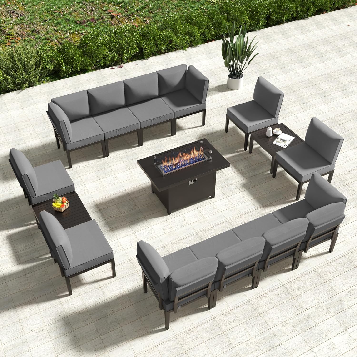 Kullavik Patio Furniture Set,15 Pieces Aluminum Outdoor