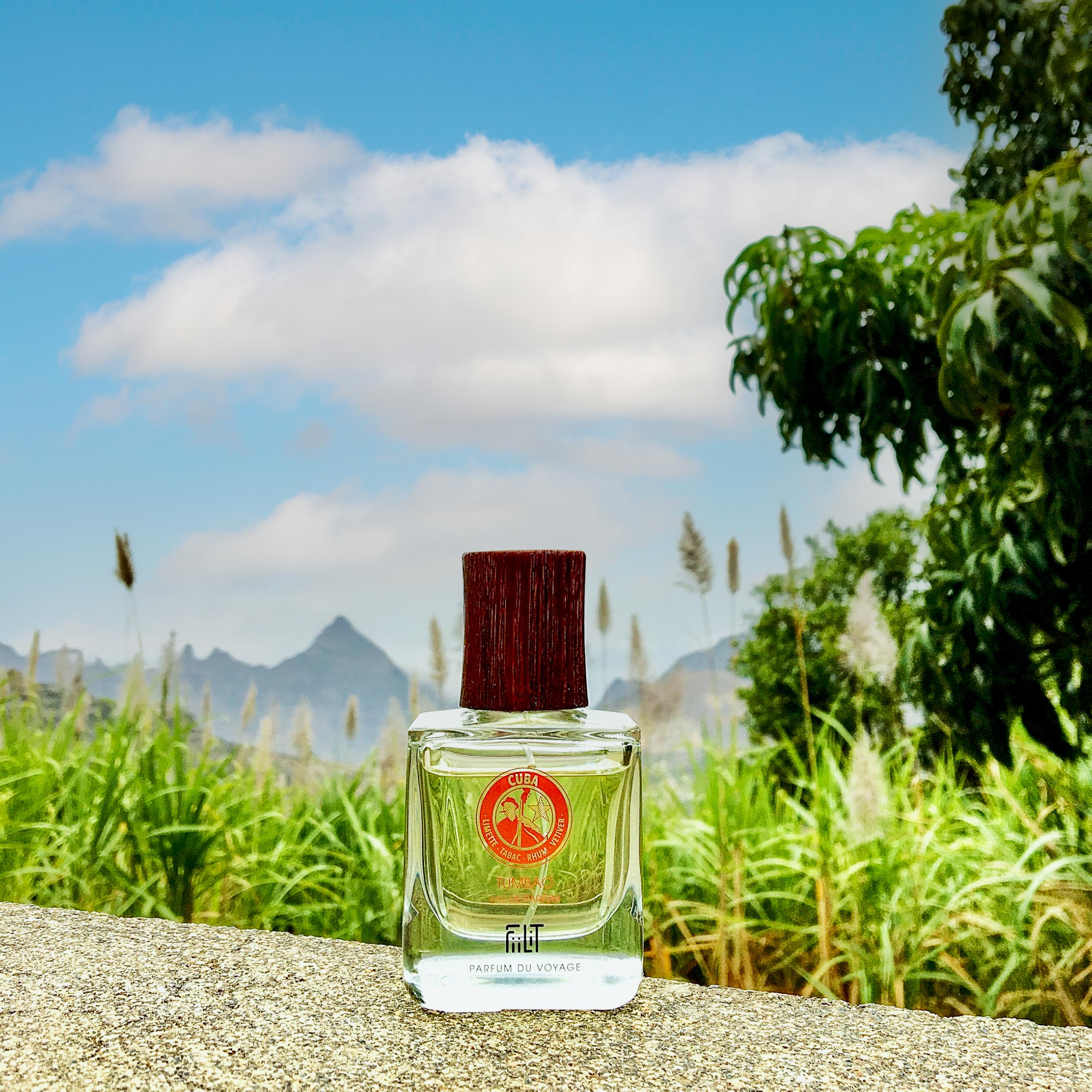 TUMBAO CUBA naturalna woda perfumowana 50 mL - FiiLiT perfumy podróżne - mieszane - Dla kobiet i mężczyzn - Spray wielokrotnego ładowania - Cytryna zielony tytoń Piripiri Vetiver - Pikantne drewno