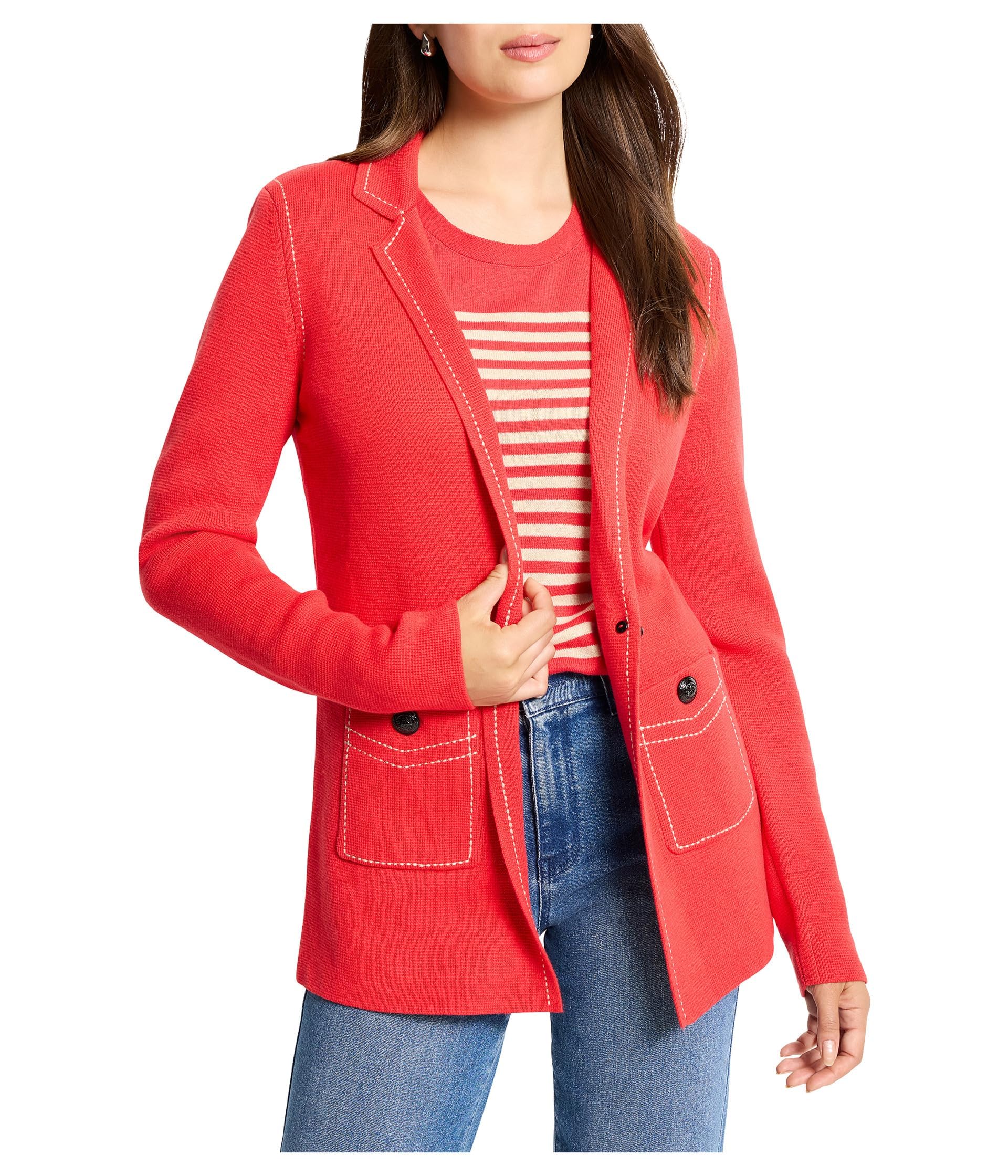 NIC Zoe Womens Constrast Stitch Elegant Knit Blazer