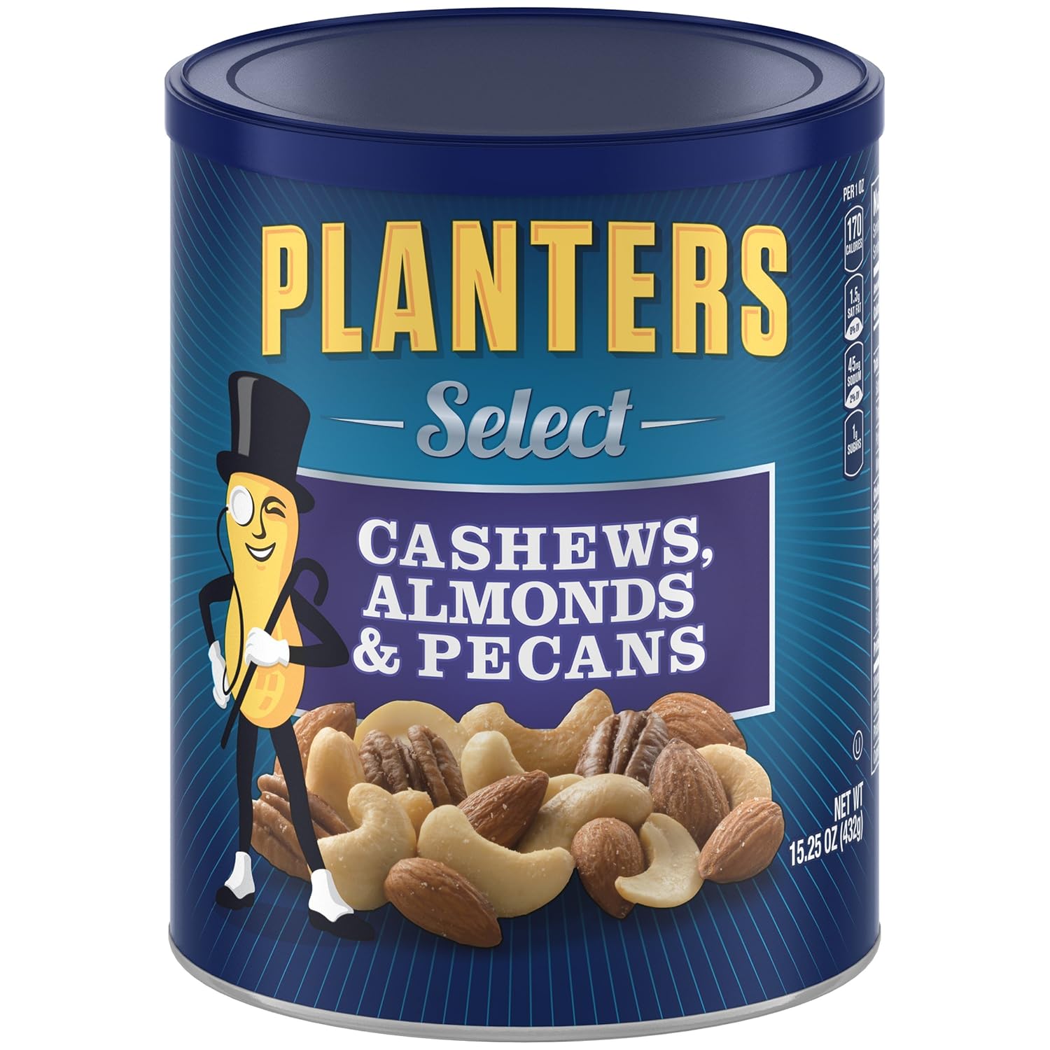 PLANTERS Select Cashews, Almonds & Pecans, 15.25 oz Resealable Container Salted