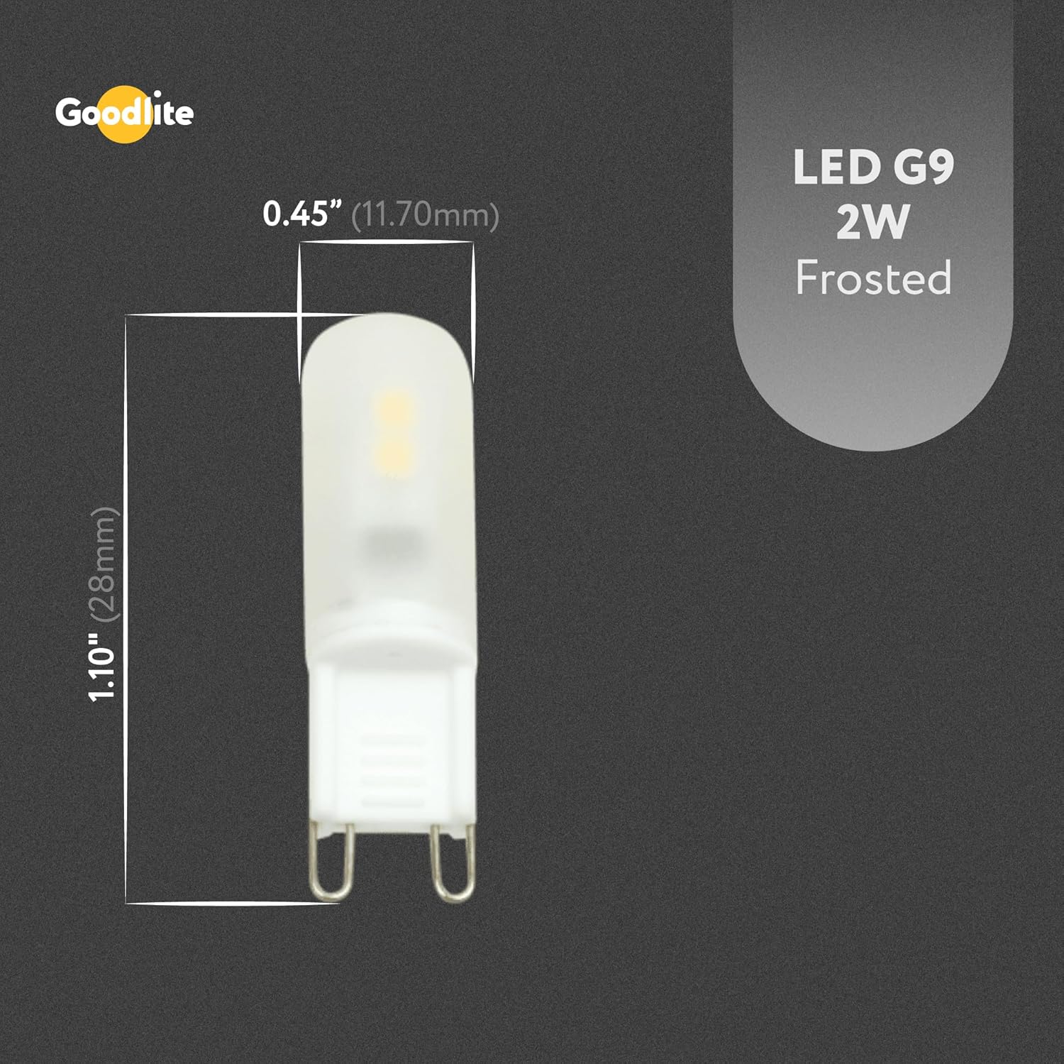Goodlite G-83416 2W LED G9 Dimmable 120V 220 lm 300 Degree beam angle 30W T9 Light Bulb, Warm White Frosted