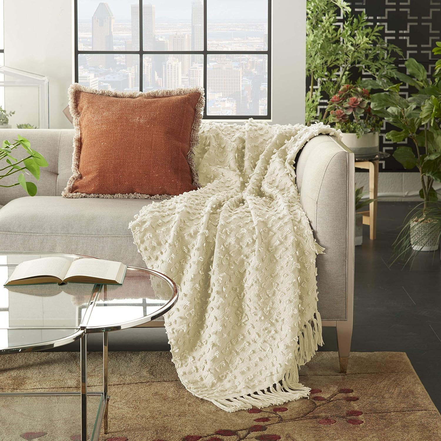 Mina Victory Lifestyle Indoor Cream 14" x 20" Throw Pillow