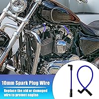 Vista 3 de Motoforti Kit de 2 piezas de cables de bujía de 10.4mm y 10mm DYNA-409BL azul de silicona para Harley Davidson Big Twin FXD Dyna 2000-2017