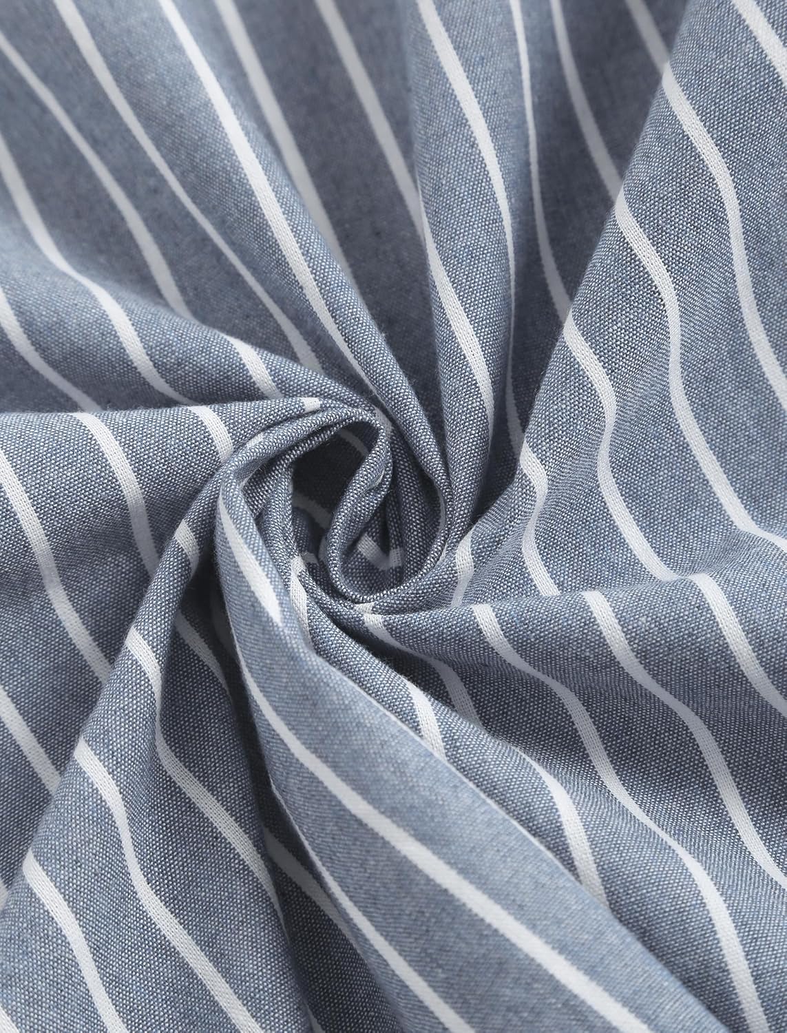 ZAFUL Men's Light Blue Vintage Banded Collar Long Sleeve Pinstriped Stand Collar Outfit Boys' Button-Down Shirts Light Blue L - Image 2