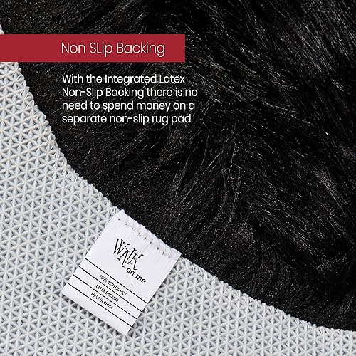 Miniatura 5 de Alfombra de piel sintética suave y sedosa, 2 x 6 pies, color negro, esponjosa, para sala de estar, dormitorio, habitación de los niños o guardería