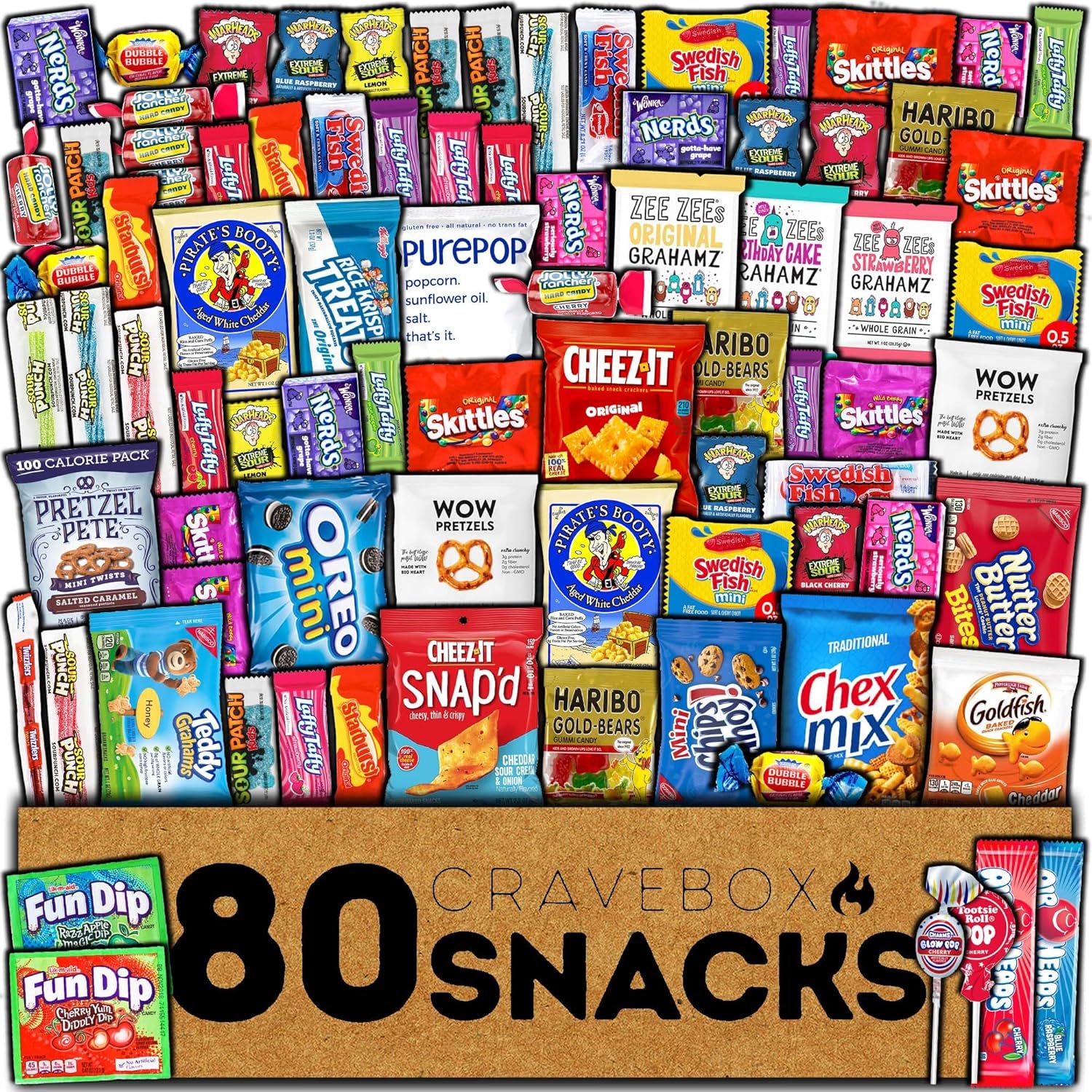 CRAVEBOX Caja de aperitivos y dulces (80 unidades) paquete variado de Halloween, surtido de regalo, paquete de cuidado para adultos y niños, novio,