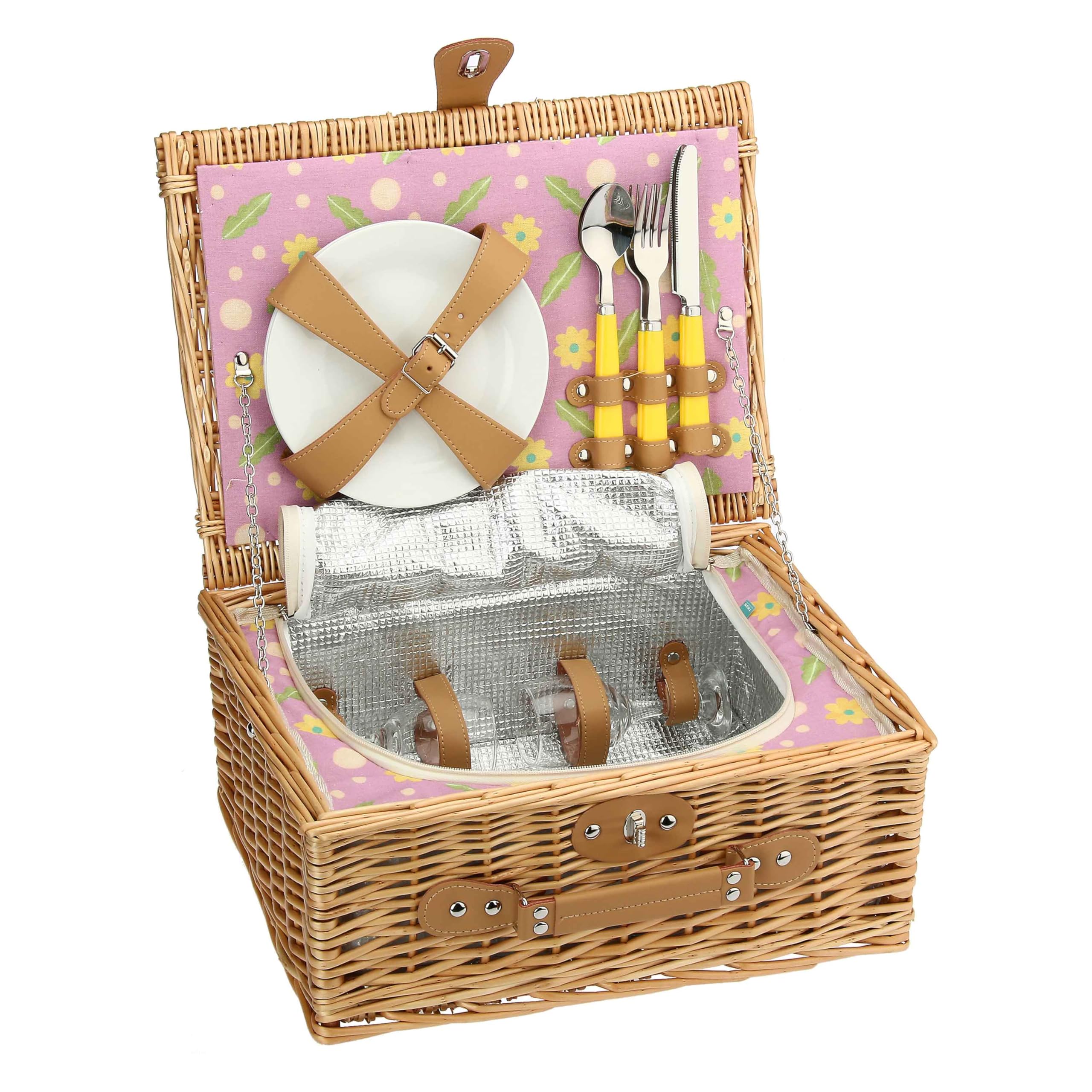 THUN, Cestino Pic Nic in Vimini, Linea Florianne SS24, Idea Regalo, 40 x 30 x 17 cm