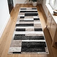 Vista 24 de Superior Alfombra de pasillo para interiores, respaldo de yute, decoración moderna de patchwork geométrico para dormitorio, oficina, sala de estar