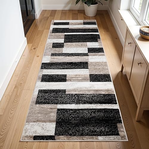 Miniatura 24 de Superior Alfombra de pasillo para interiores, respaldo de yute, decoración moderna de patchwork geométrico para dormitorio, oficina, sala de estar