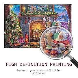 Becko US Puzzles for Adults Wooden Jigsaw Puzzles 1000 Pieces Puzzles for Adults - Santa Claus at Fireplace Santa\'s Wish List Warm Christmas
