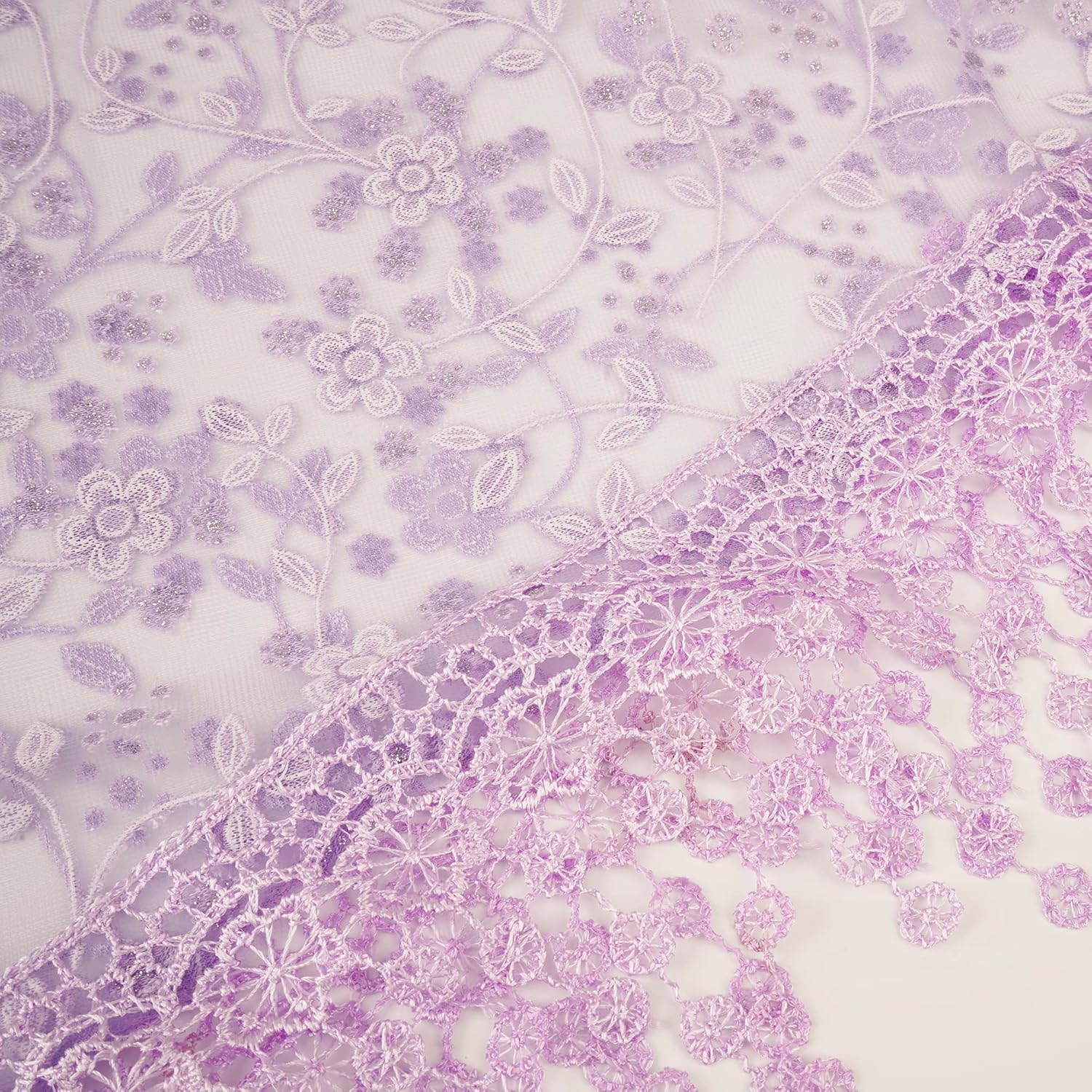 YOUR SMILE Lightweight Soft Leaf Lace Fringes Triangular Floral Fashion Towel Scarf Wrap for Women - Image 7