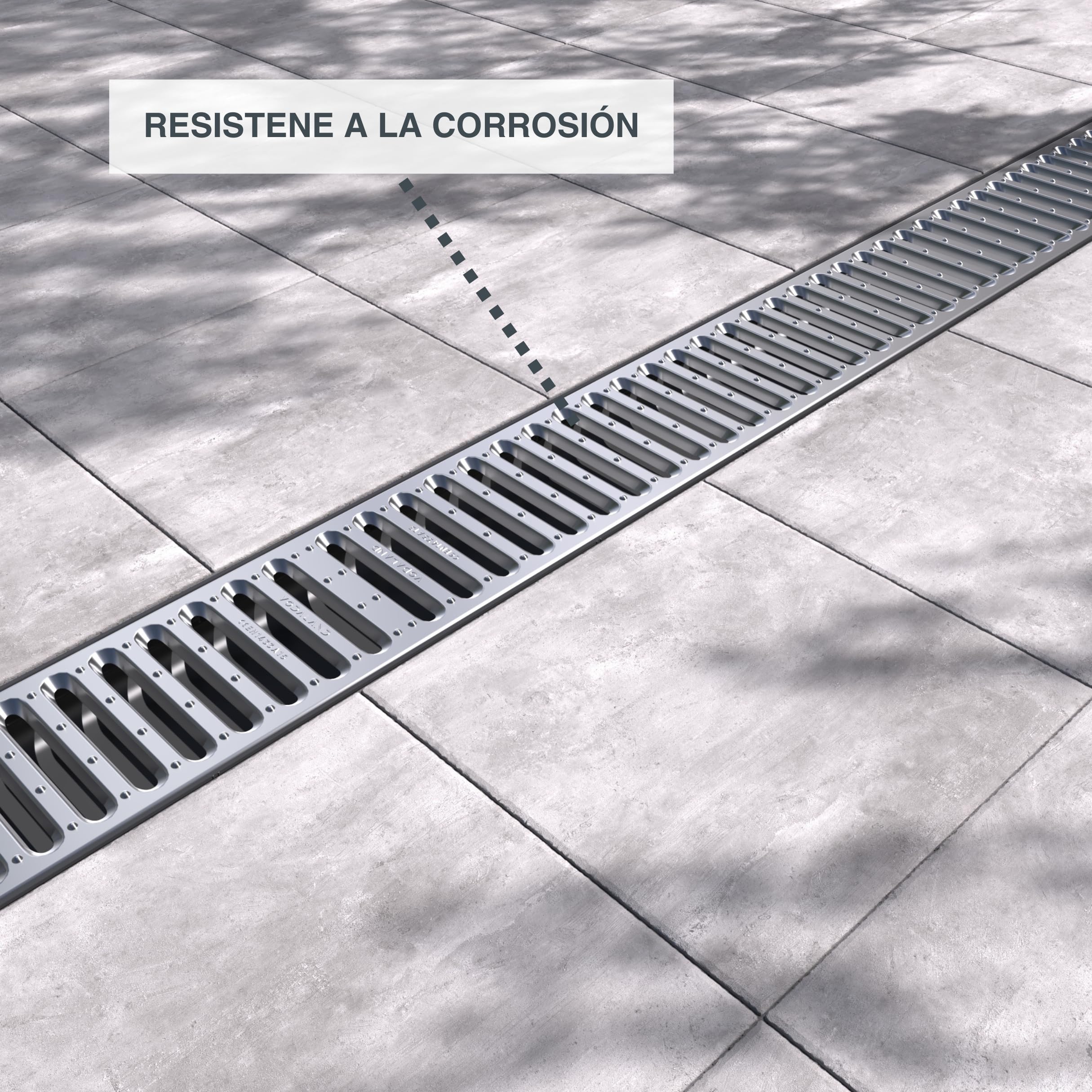 VODALAND EASY LOW – Canaleta de Drenaje con Rejilla de Acero Inoxidable | Perfil Bajo 40 mm | Clase A15 (hasta 1.500 kg) | Drenaje Discreto en Terrazas, Patios y Espacios Exteriores - Kit de 3 metros