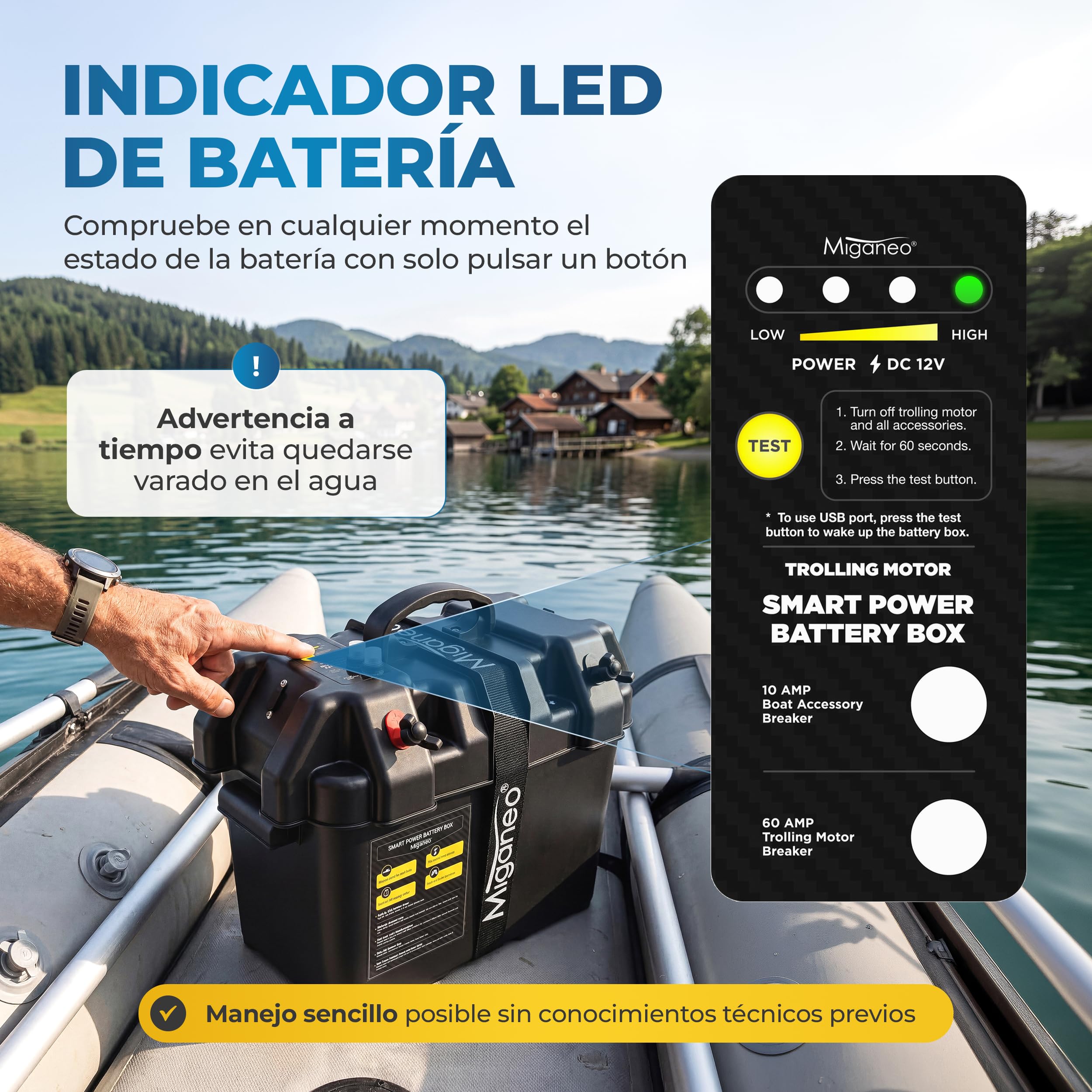 Miganeo Caja batería para barco motor eléctrico motor manguera barco fueraborda
