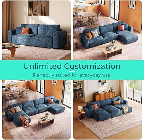 Miniatura 8 de LINSY HOME Sofá modular modular de gran tamaño, en forma de L, ultra suave, con consola versátil y asientos grandes, sofá modular convertible para