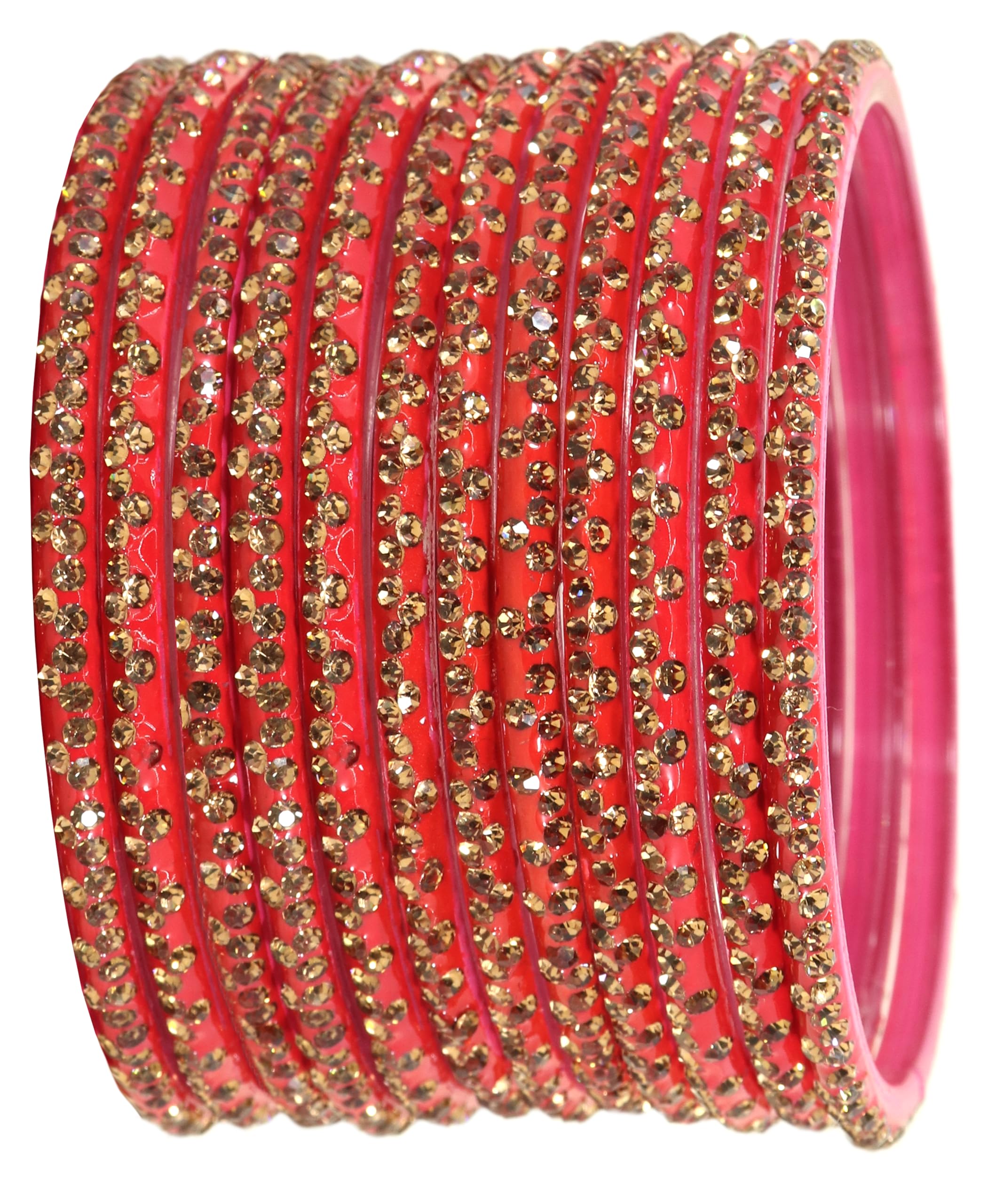 LAVAZZA Designer Glass Bangles Set with Diamond Stone For Women & Girls | Stylish Glass Bangles | Fancy Chudi Set | Traditional Women's Bangles | Fashion Jewellery- Set of 12