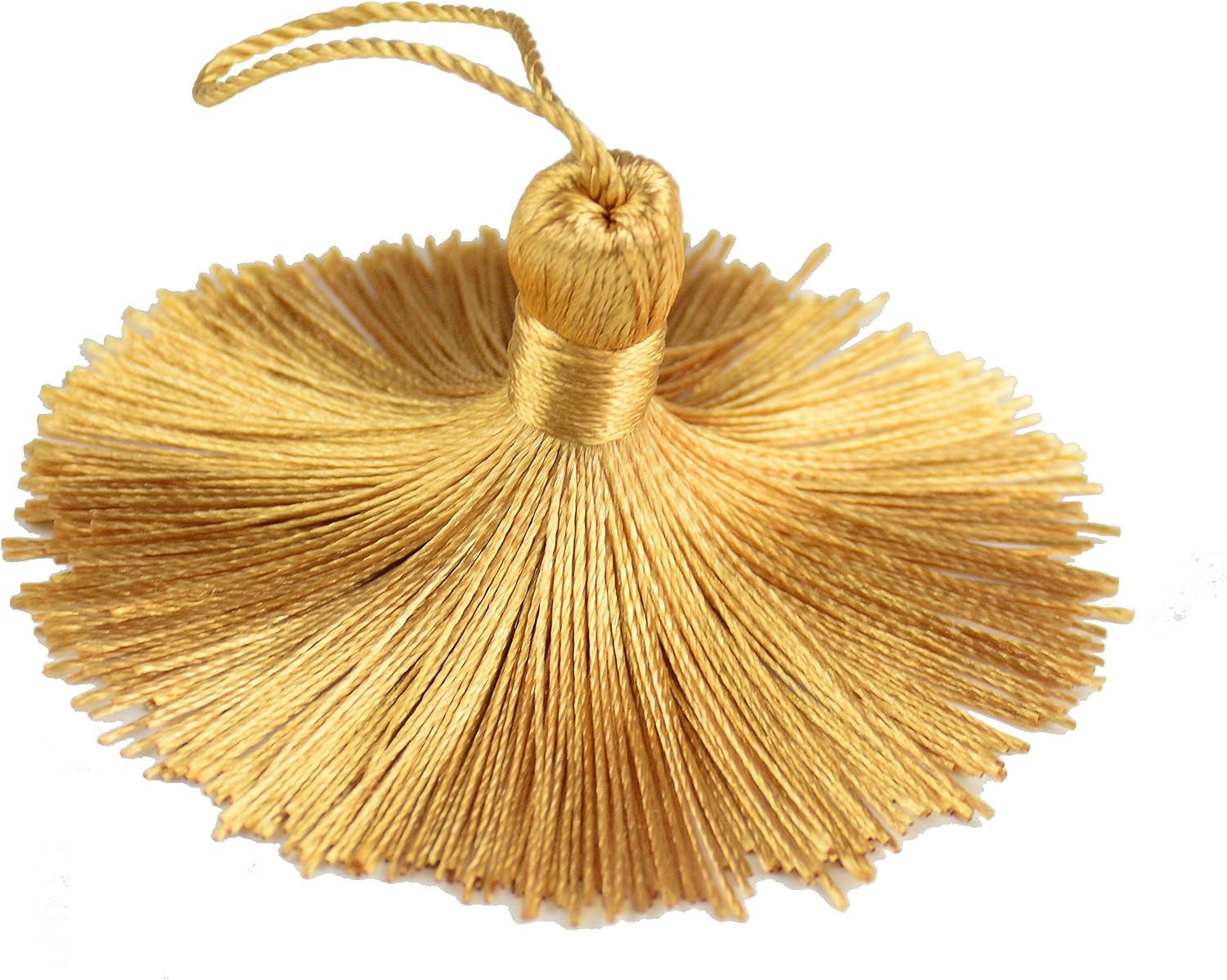 Makhry 20pcs 4.3 Inch Handmade Silky Floss Mini Tiny Craft Tassels with 2-Inch Cord Loop and Small Chinese Knot for Earrings, Souvenir, Bookmarks, DIY Craft Accessory,Tags (#47Champagne)