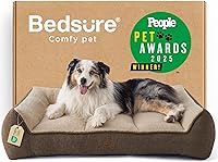 Vista 22 de Bedsure Cama ortopédica para perros de tamaño mediano, camas extra gruesas de apoyo para perros medianos con funda impermeable lavable, cómodo sofá