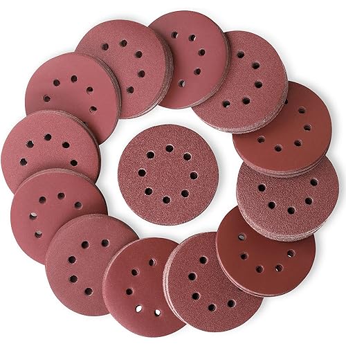 FASTPRO 200-Piece Sanding Discs Set, 5-Inch 8-Hole Hook and Loop Sandpapers, 13 Grades Orbital Sandpaper, Include 40 60 80 100 120 150 180 240 320 400 600 800 1000 Assorted Grits