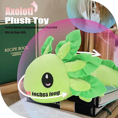 Miniatura 14 de Juguete de peluche de ajolotl, suave y lindo animal de peluche de ajolote de salamandra, regalo para niños y niñas (azul)