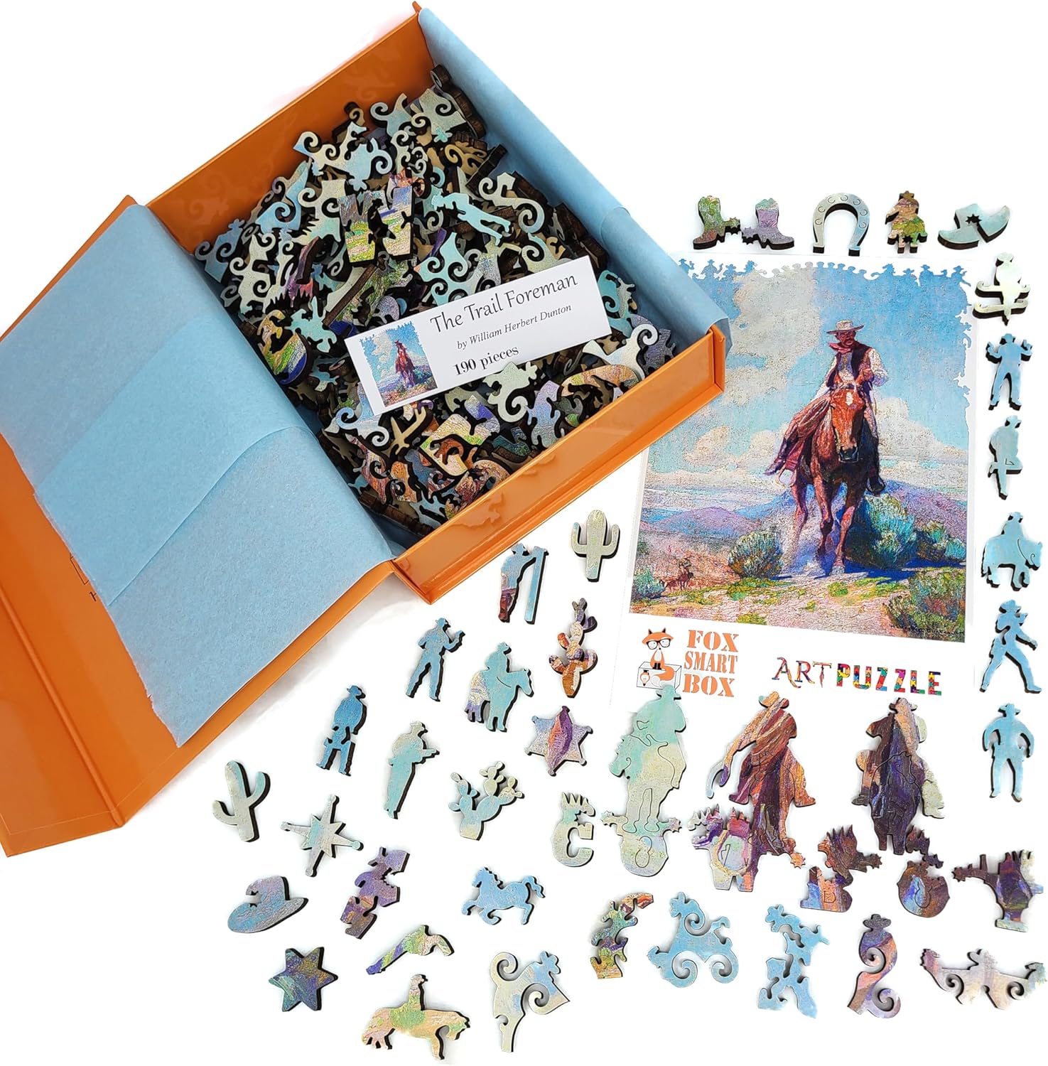 Large Format Wooden Puzzle for Adults and Seniors - Large Pieces Puzzle - Uniquely Shaped Pieces - Made in The USA by FoxSmartBox - 190 Pieces - The Trail Foreman