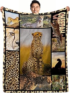 Cheetah Blanket for Girls Boys Cute Cheetah Throw Blanket Leopard Blanket Soft Warm Lightweight Cheetah Print Fleece Blanket for Bed Couch Travel Gifts for Cheetah Lovers