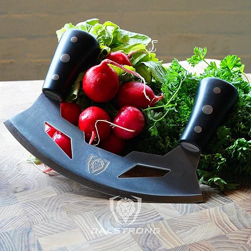 Miniatura 9 de Dalstrong Mezzaluna - Hoja de 8.5 pulgadas - Serie Gladiator - Cuchillo mecedor y picado para productos - Mango ABS negro