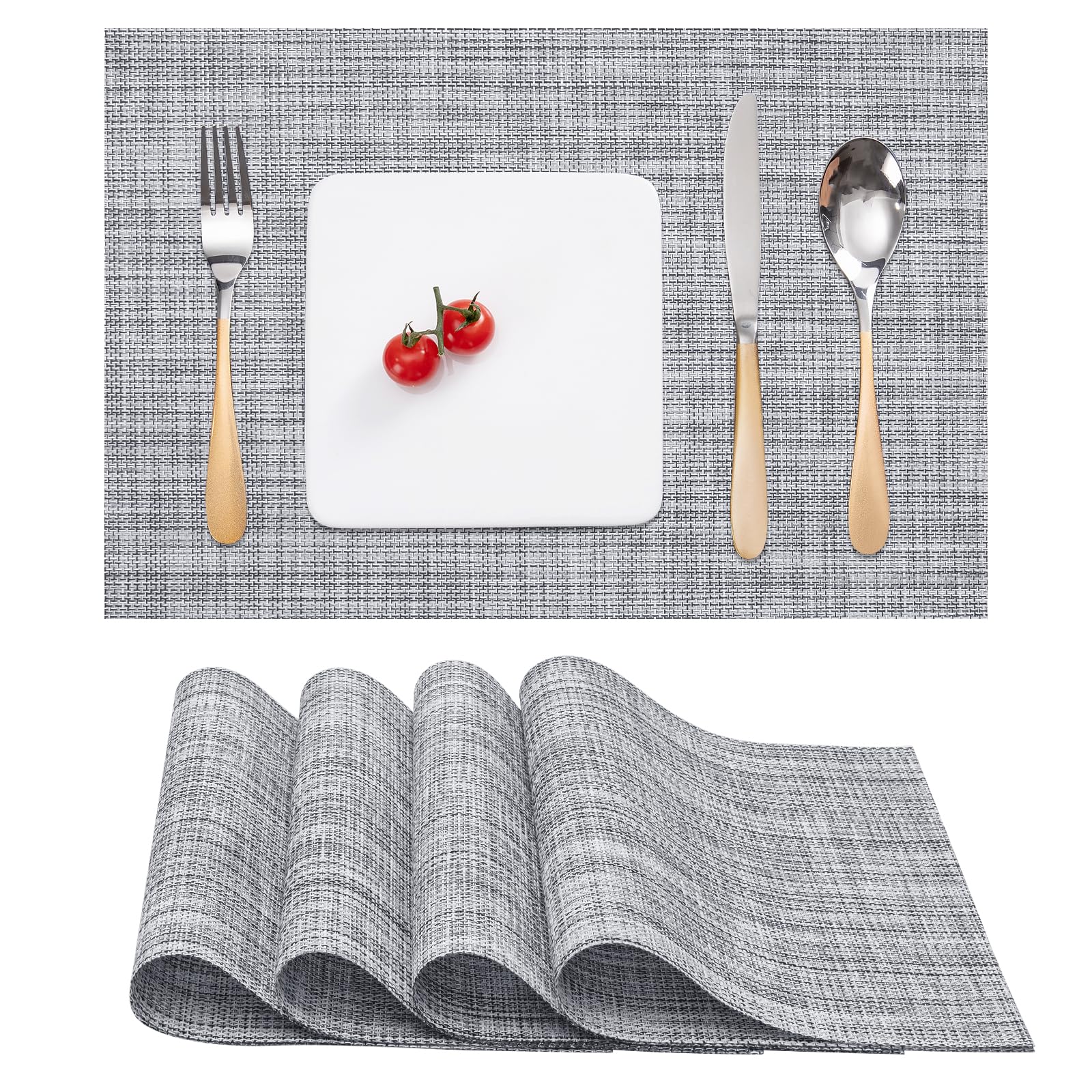 Myir JUN Tischsets Abwaschbar, Gewebte Platzdeckchen Abwaschbar rutschfest Abgrifffeste Hitzebeständig, Vinyl Platzsets Abwaschbar für küche Speisetisch Hotel, Platz-Matten 30x45cm